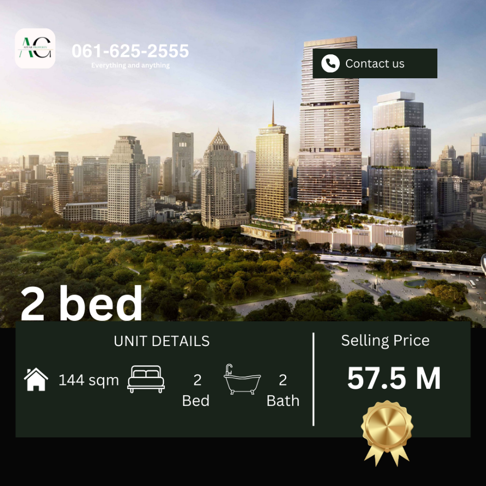 For SaleCondoSilom, Saladaeng, Bangrak : *BEST PRICE* Dusit Central Park | 2 bed 144sqm | 061-625-2555