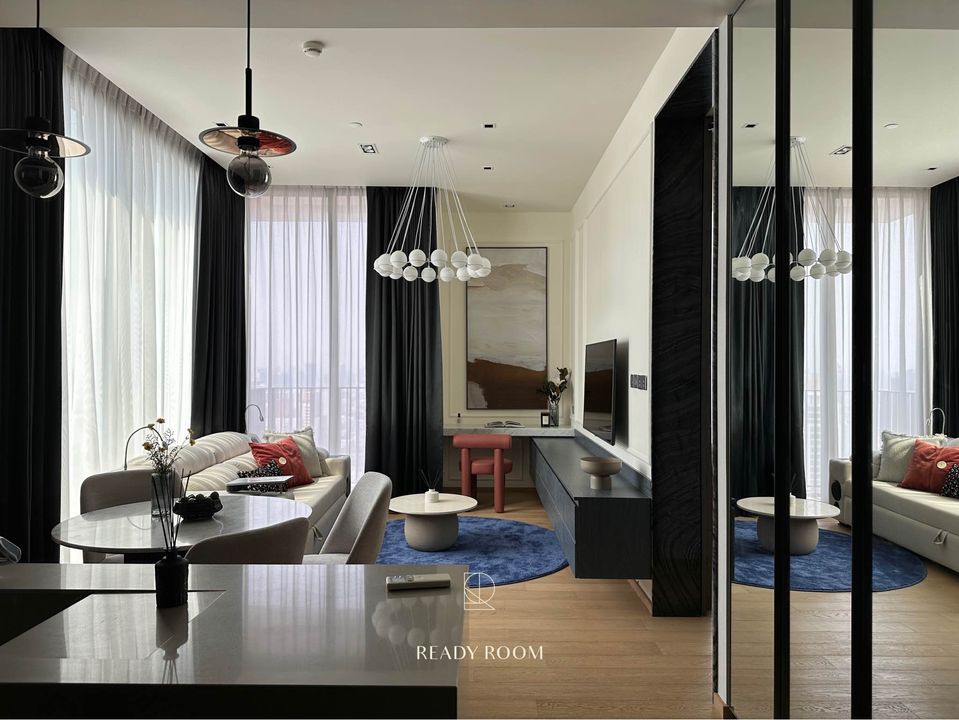 For RentCondoWitthayu, Chidlom, Langsuan, Ploenchit : 2 bedrooms, beautifully decorated, high floor, unblocked view, ready to move in.