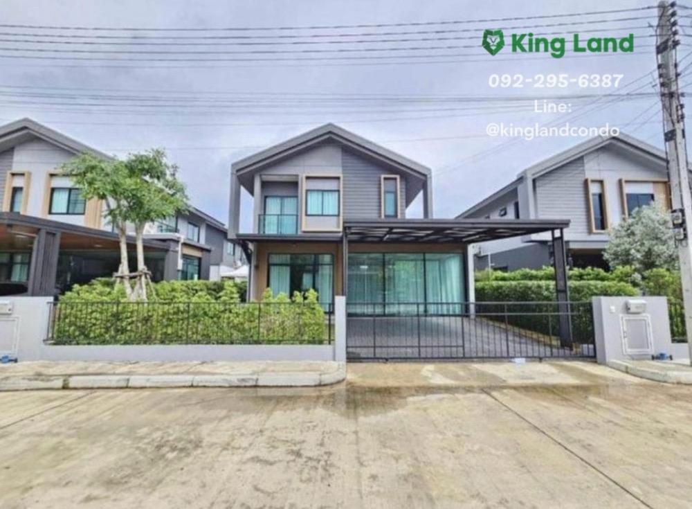 For RentHousePathum Thani,Rangsit, Thammasat : #2-storey house for rent, built-in, luxurious decorations Kanasiri Ratchaphruek 346 from Sansiri, Modern style on Ratchaphruek (new cut), Pathum Thani, 3 bedrooms, 1 glass room, 2 bathrooms, 2 parking spaces #pets allowed, rent 38,000/month