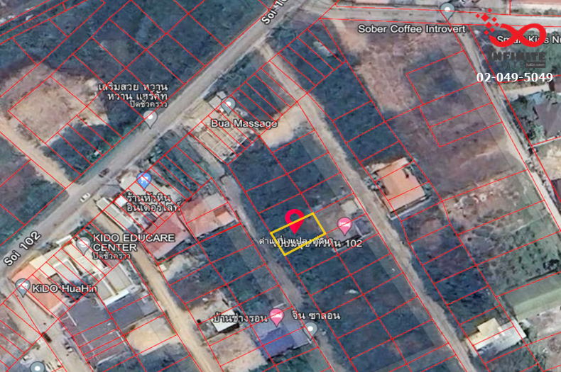 For SaleLandHuahin, Prachuap Khiri Khan, Pran Buri : Empty land for sale, 45 square wah, Hua Na Village, Phetkasem Road, Soi Hua Hin 102, Prachuap Khiri Khan.