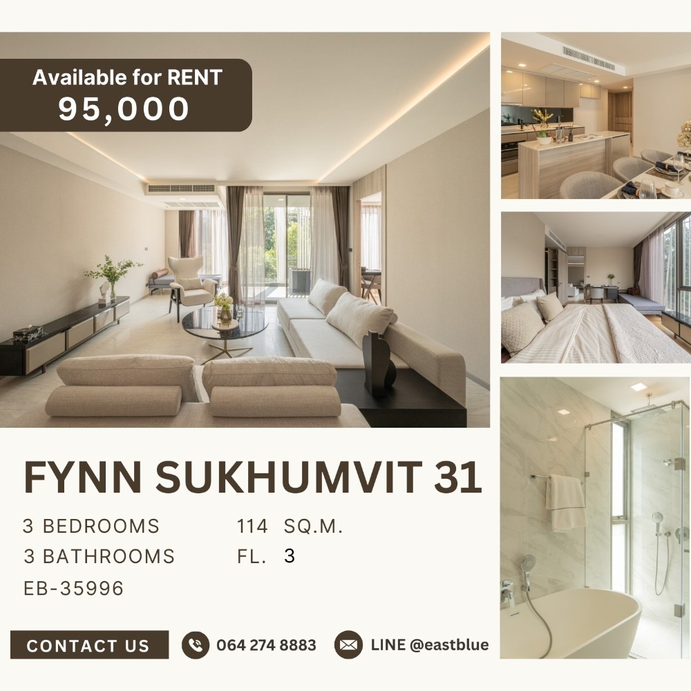 For RentCondoSukhumvit, Asoke, Thonglor : FYNN Sukhumvit 31 for rent 95k