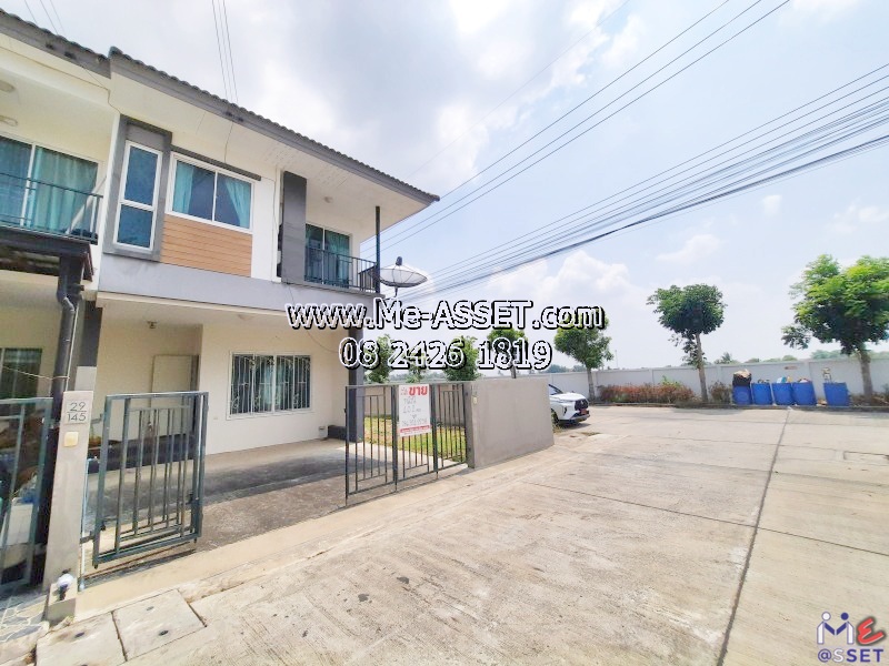 For SaleTownhomePathum Thani,Rangsit, Thammasat : For sale and rent, corner townhome in the area along Khlong Phra Udom. Soi Wat Tha Kwian, Khlong Bang Phai, Wat Thong Sa-at, Lat Lum Kaeo: Ban Suan Thana Garden Village: 2 floors, 40.2 sq m: CODE NN-91330