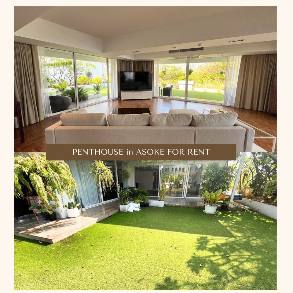 For RentCondoSukhumvit, Asoke, Thonglor : Rare Find - PENTHOUSE 2BED over 500SQM with a massive private garden * Pet friendly FOR RENT NOW IN ASOKE
