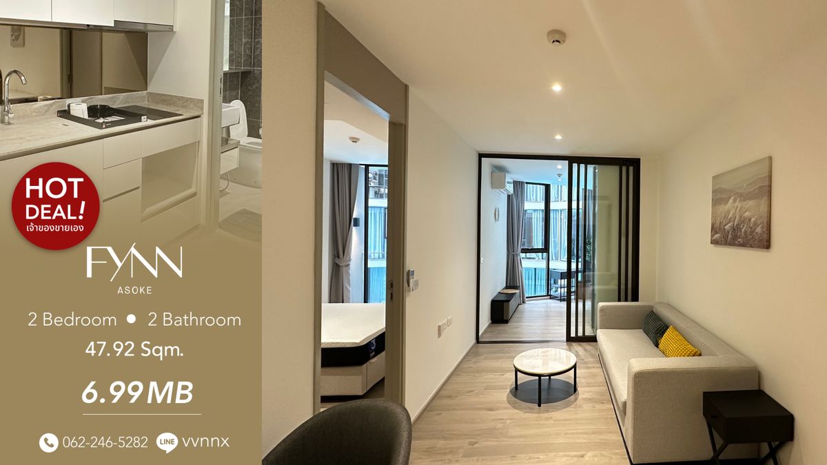 For SaleCondoSukhumvit, Asoke, Thonglor : 🔥For sale! Condo 𝐅𝐘𝐍𝐍 𝐀𝐬𝐨𝐤𝐞 size 47.61 sq m., 2 bedrooms, 2 bathrooms, 8.5 million baht (owner selling himself)