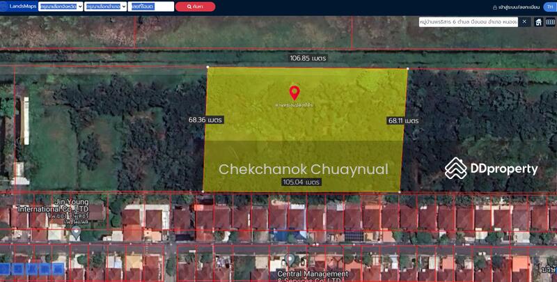 For SaleLandPathum Thani,Rangsit, Thammasat : Beautiful land for sale, Rangsit, Khlong 7, 4-2-44 rai, beautiful land, next to a housing development, 5.5k per wah.