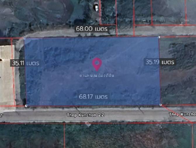 For SaleLandPathum Thani,Rangsit, Thammasat : Empty land, good location near Thai market. Next to the road, Soi Thepkunchorn 22, Khlong Nueng Subdistrict, Khlong Luang District, Pathum Thani Province, area 1-2-0 rai, wide frontage, next to a beautiful road.