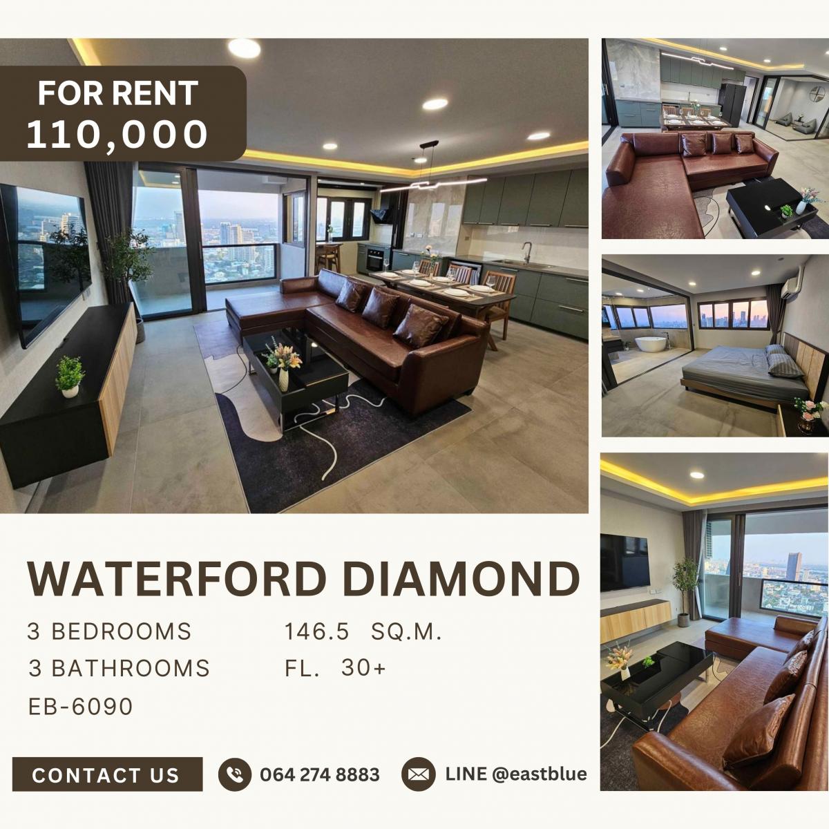 For RentCondoSukhumvit, Asoke, Thonglor : Waterford Diamond, 3 bed, 110000 per month