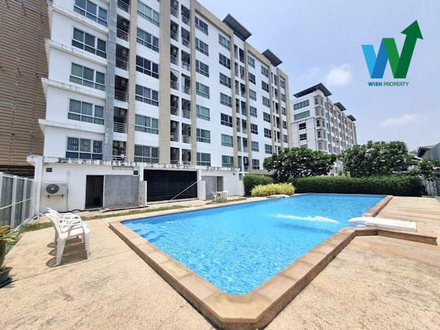 For SaleCondoSeri Thai, Ramkhamhaeng Nida : Urgent Sale Milestone Condominium Corner room, beautiful view, privacy, not next to anyone, good weather, cool in an area size 29.42 sq m.