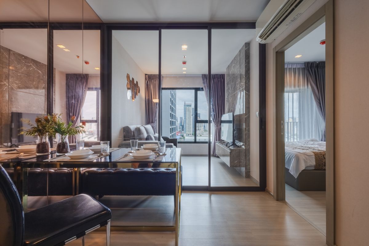 For RentCondoRama9, Petchburi, RCA : For rent, Life Asoke Rama 9, size 36 sq m, 1 bed plus room, high floor, beautiful view, Makkasan side.