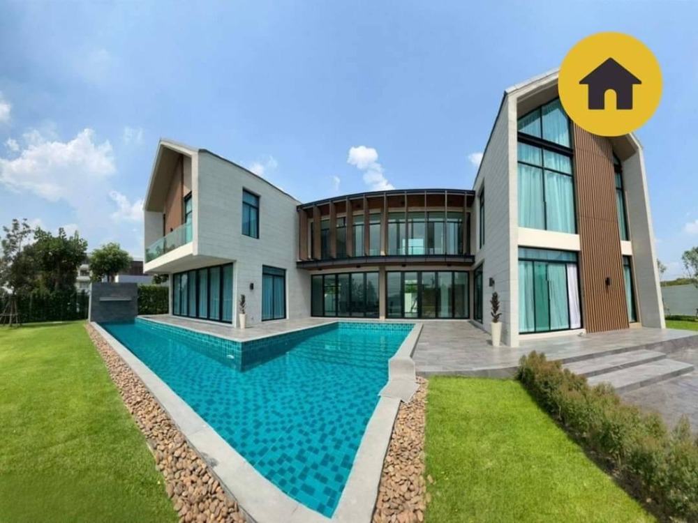 For SaleHouseNawamin, Ramindra : 📢👇Luxury house with private swimming pool Spacious space, decorated in modern style, airy and comfortable. Auspicious house number.