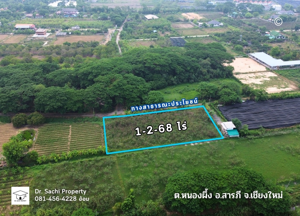 For SaleLandChiang Mai : Selling cheap!! Land in Saraphi District, 1-2-68 rai, near Thai Watsadu, Chiang Mai, Saraphi Intersection, only 4 km.