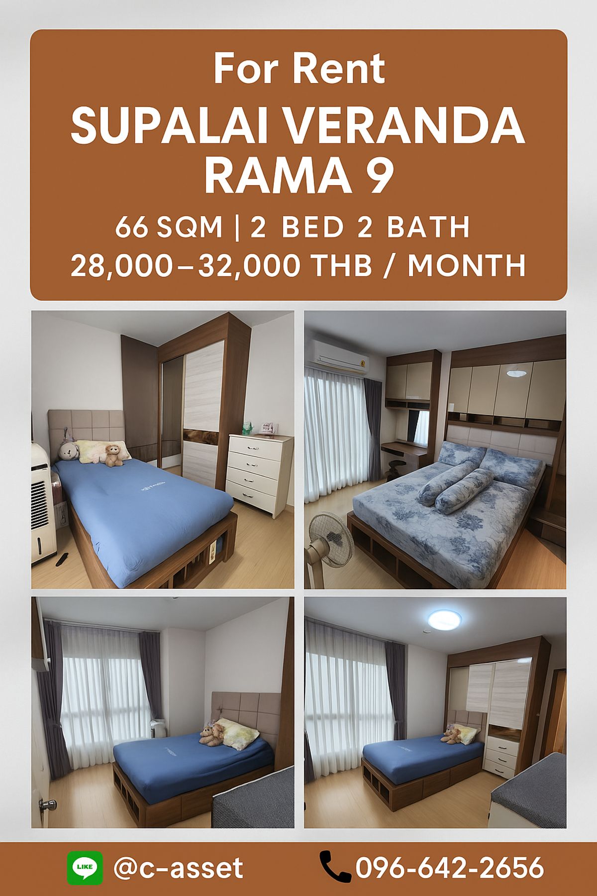 For RentCondoRama9, Petchburi, RCA : YR4317 Supalai Veranda RAMA 9 Condo FOR RENT