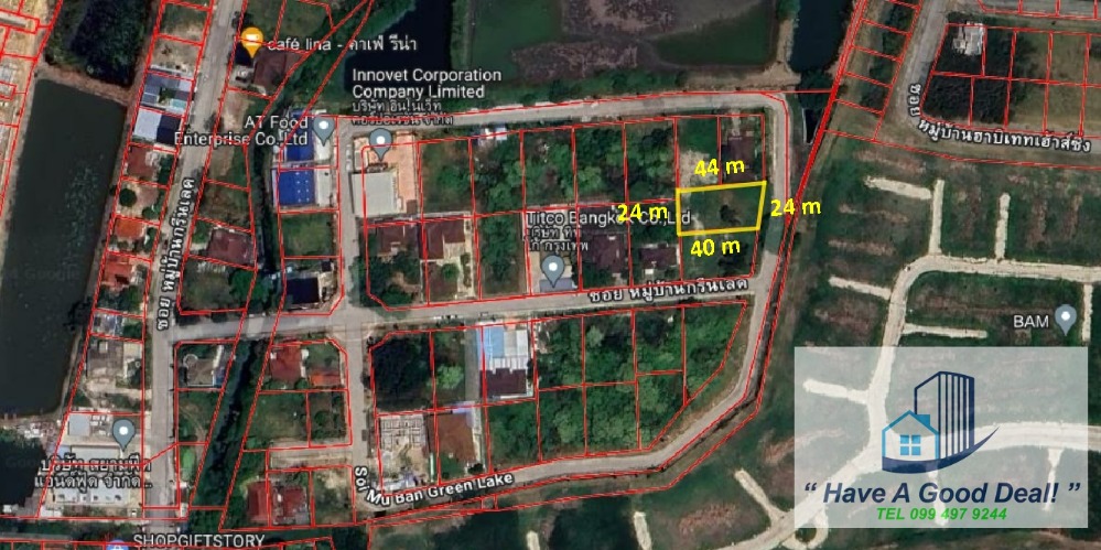 For SaleLandSamut Prakan,Samrong : land 229 sq m. Green Lake Village, Bangna-Trad Km.13.