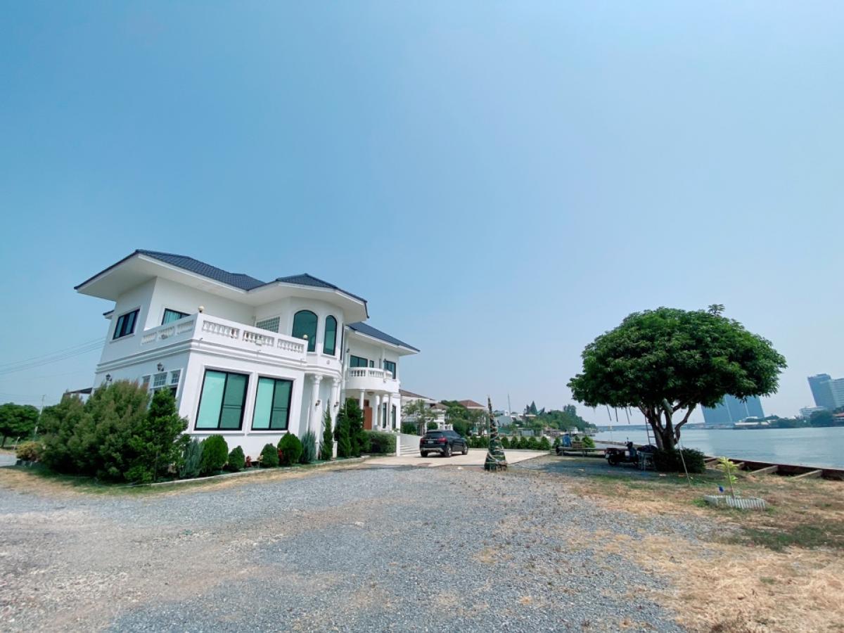 For SaleHouseNonthaburi, Bang Yai, Bangbuathong : Luxurious house for sale on the waterfront, area over 6 rai, with a superb view of Jesada Bodin Bridge.