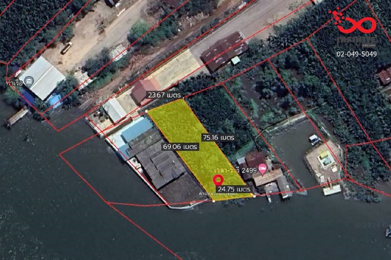 For SaleLandSamut Songkhram : Land for sale, 374.4 square wah, next to Mae Klong River, Samut Songkhram, Soi Chaiphon, Rama 2 Road.