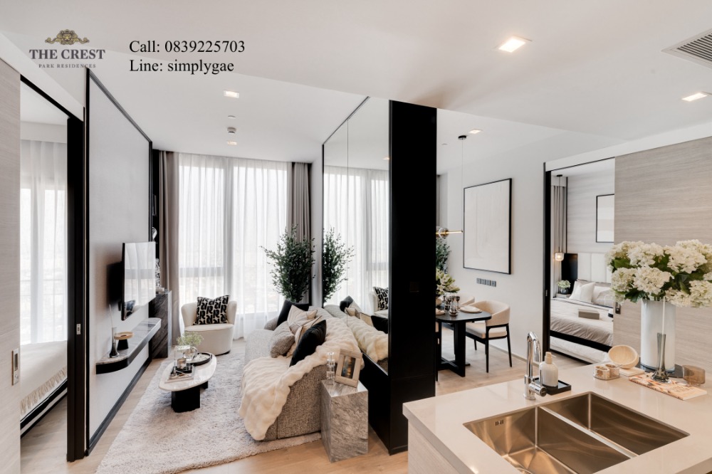 ขายคอนโดลาดพร้าว เซ็นทรัลลาดพร้าว : แถม! ที่จอดรถ2คัน ระดับ Luxury โครงการใหม่ คอนโด 🌳The Crest Park Residences🌳  2Bedroom ทำเลศักยภาพห้าแยกลาดพร้าว ติด BTS/MRT ติดต่อเก๋ได้เลยค่ะ