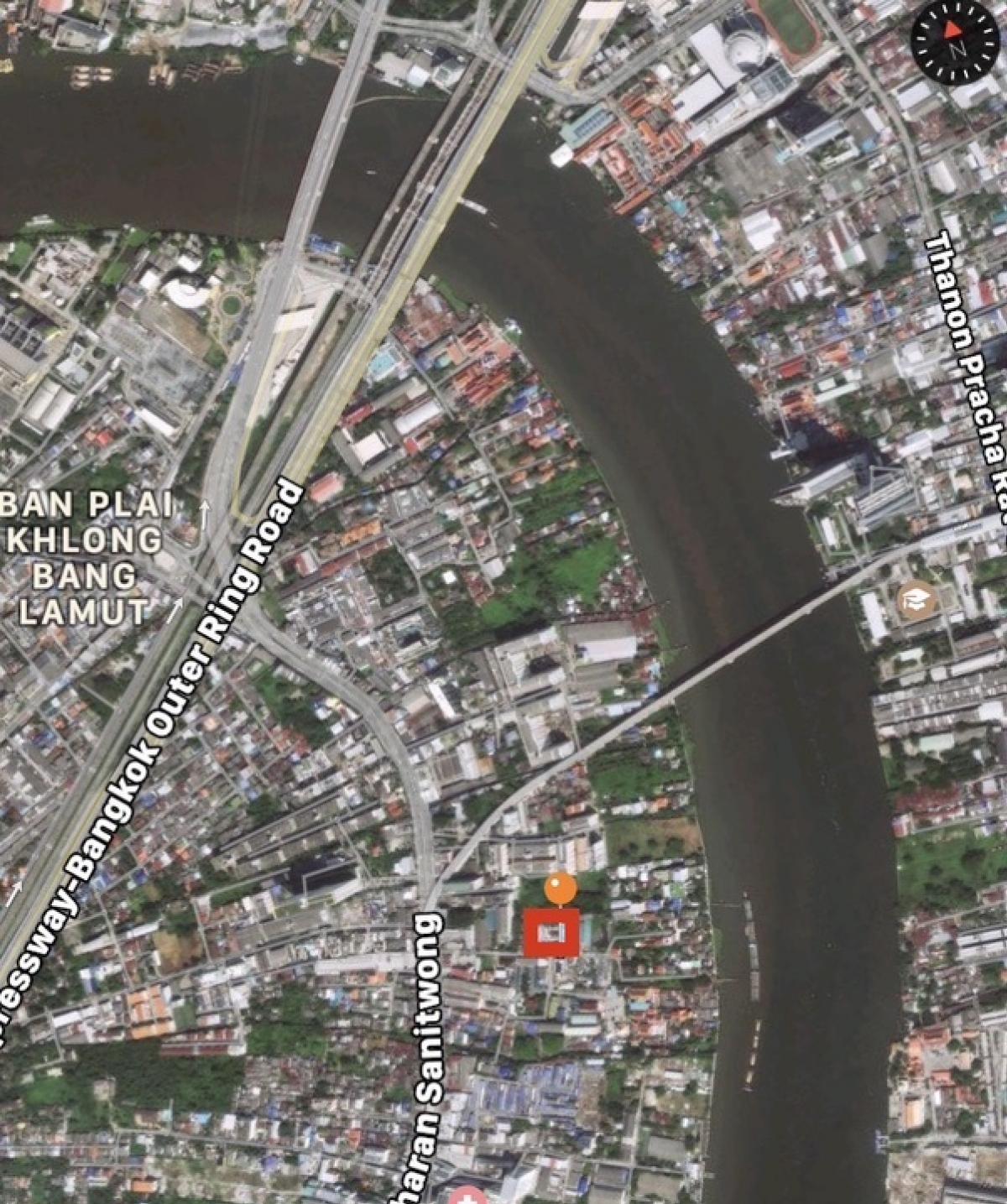 For SaleLandPinklao, Charansanitwong : 📢👇2 rai of land near Yanhee Charansanitwong Hospital, 150 meters from the river, road width approximately 6 meters, near BTS approximately 200 meters.