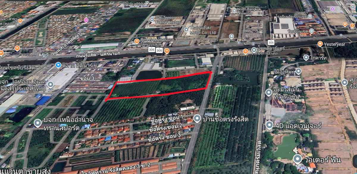 ขายที่ดินปทุมธานี รังสิต ธรรมศาสตร์ : ขายที่ดินติดถนน คลอง 3 ธัญบุรี ใกล้ดรีมเวิลด์