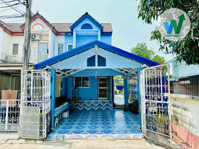 ขายทาวน์โฮมสมุทรปราการ สำโรง : ขายบ้านพร้อมอยู่ ทรัพย์มั่นคง บางนา หลังริม สภาพใหม่ ต่อเติมครบ ติดเทศบาลบางบ่อ ใกล้ทางด่วนกาญจนาภิเษก เมกาบางนา