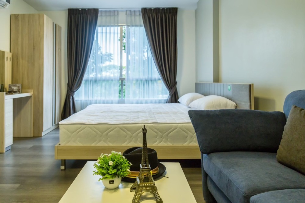 For RentCondoBangna, Bearing, Lasalle : DCONDO ABAC BANGNA for rent! Beautiful room, 3rd floor, city view