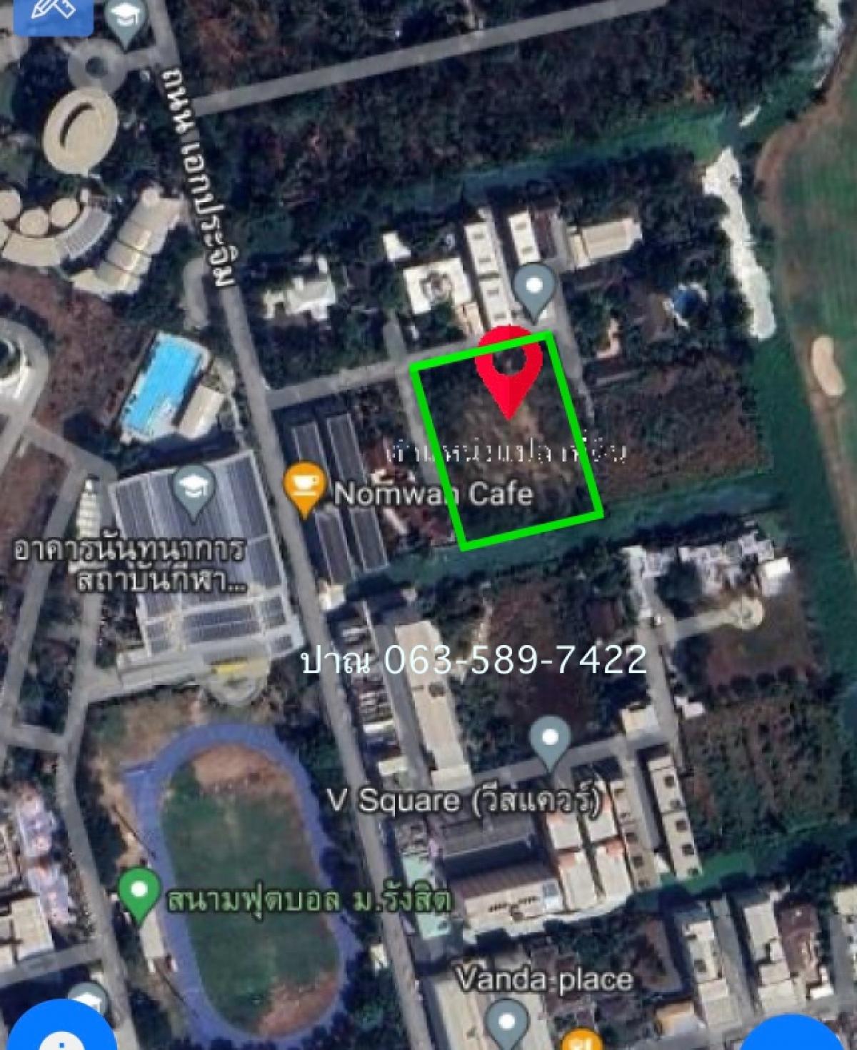 For SaleLandPathum Thani,Rangsit, Thammasat : Empty land for sale, beautiful plot, 4-2-48 rai, Aekprajim Road, location in front of Rangsit University, near Muang Ake Golf Course.
