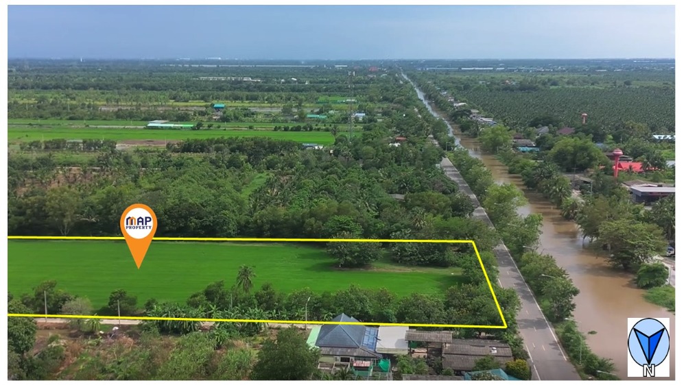 For SaleLandPathum Thani,Rangsit, Thammasat : Beautiful land along Khlong 12, next to a paved road.