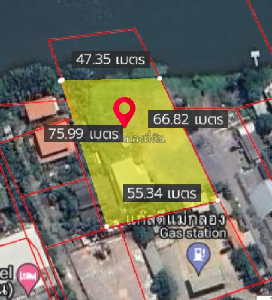 For SaleLandSamut Songkhram : Luxurious waterfront land for sale in the heart of Samut Songkhram. Suitable for building a garden house, cafe, experiencing a luxurious waterside lifestyle in the heart of the city.