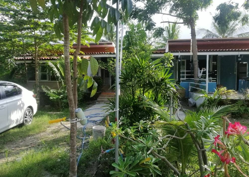 For RentHouseNakhon Pathom : Bang Pla Resort, Bang Len District, Nakhon Pathom Province) Single-storey corner house for rent. - The atmosphere in the garden is shady, making an office 50 sq m.