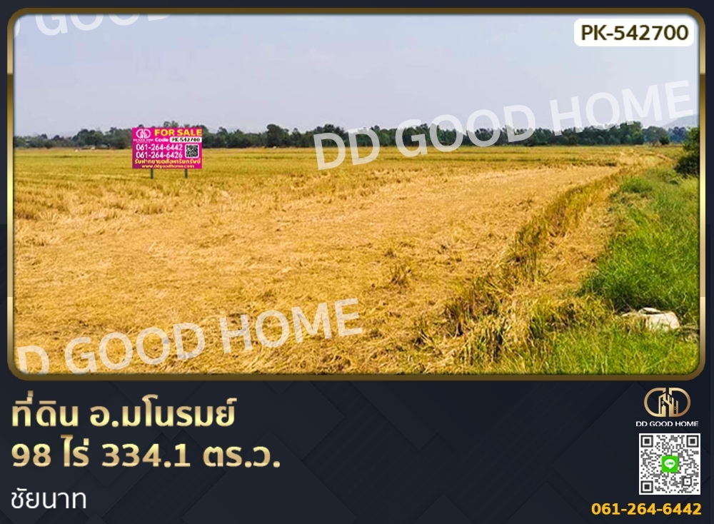 For SaleLandChai Nat : 📢Land, Manorom District, 98 rai, 334.1 sq w, Chainat.