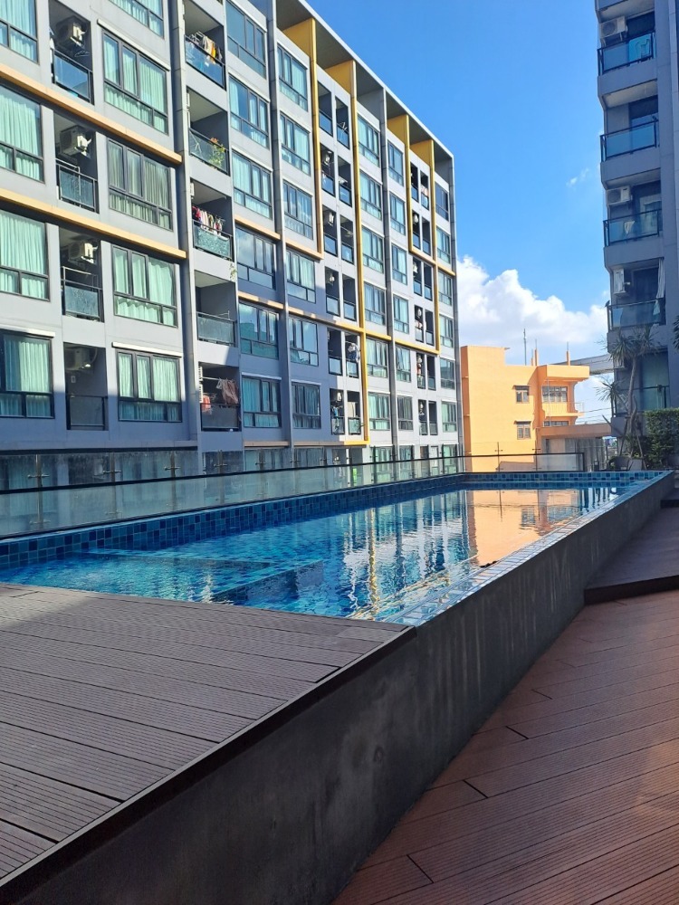 ให้เช่าคอนโดมีนบุรี-ร่มเกล้า : ให้เช่า ห้องใหญ่ - วิวสระ 35 ตรม. สวย-พร้อมอยู่  เดอะคิวบ์ พลัส  มีนบุรี