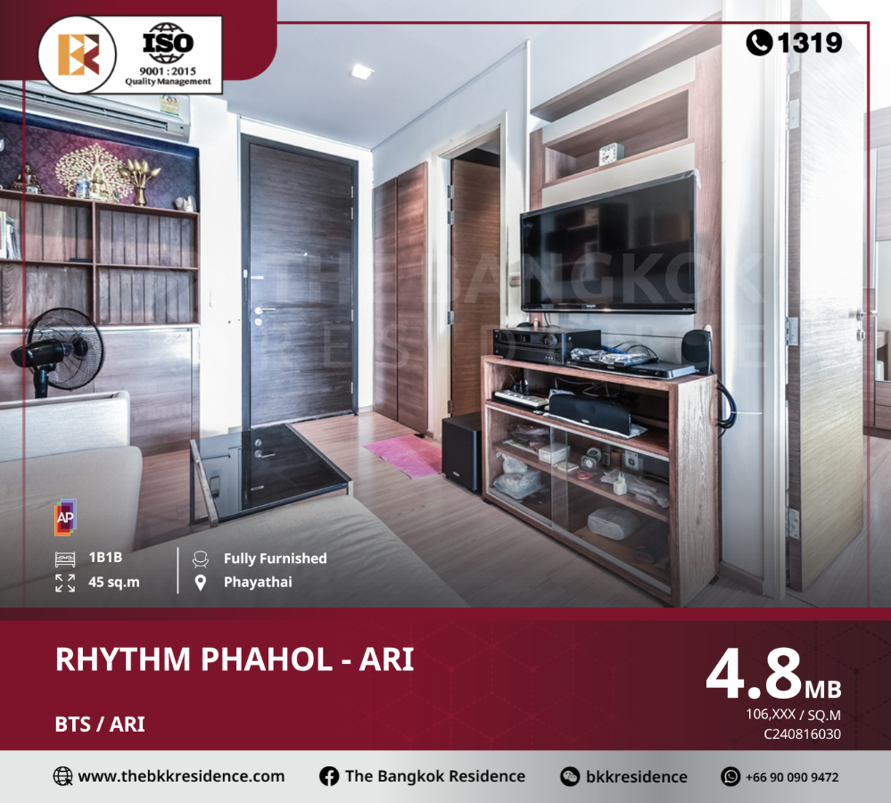 For SaleCondoSapankwai,Jatujak : Rhythm Phahol - Ari, discover a new phenomenon of a state-of-the-art condominium like no other, starting with High Ceiling, near BTS Ari.