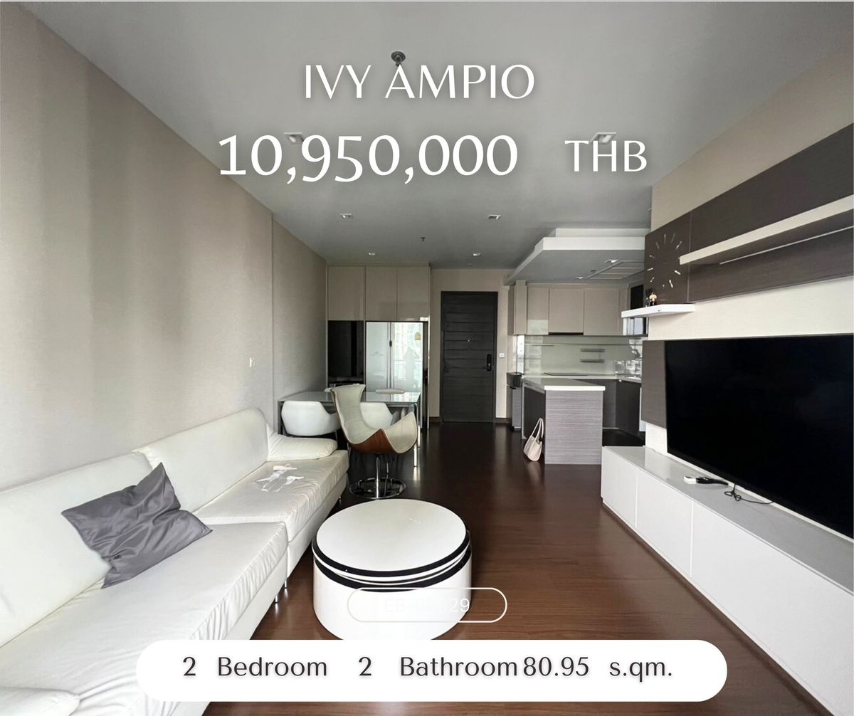 For SaleCondoRatchadapisek, Huaikwang, Suttisan : Urgent sale, room reservation canceled, best price in the building!! 🔥 Ivy Ampio (2B2B) 81 sq m., fully furnished, only 10.95 million baht. 📞Call 0930547992 Jay