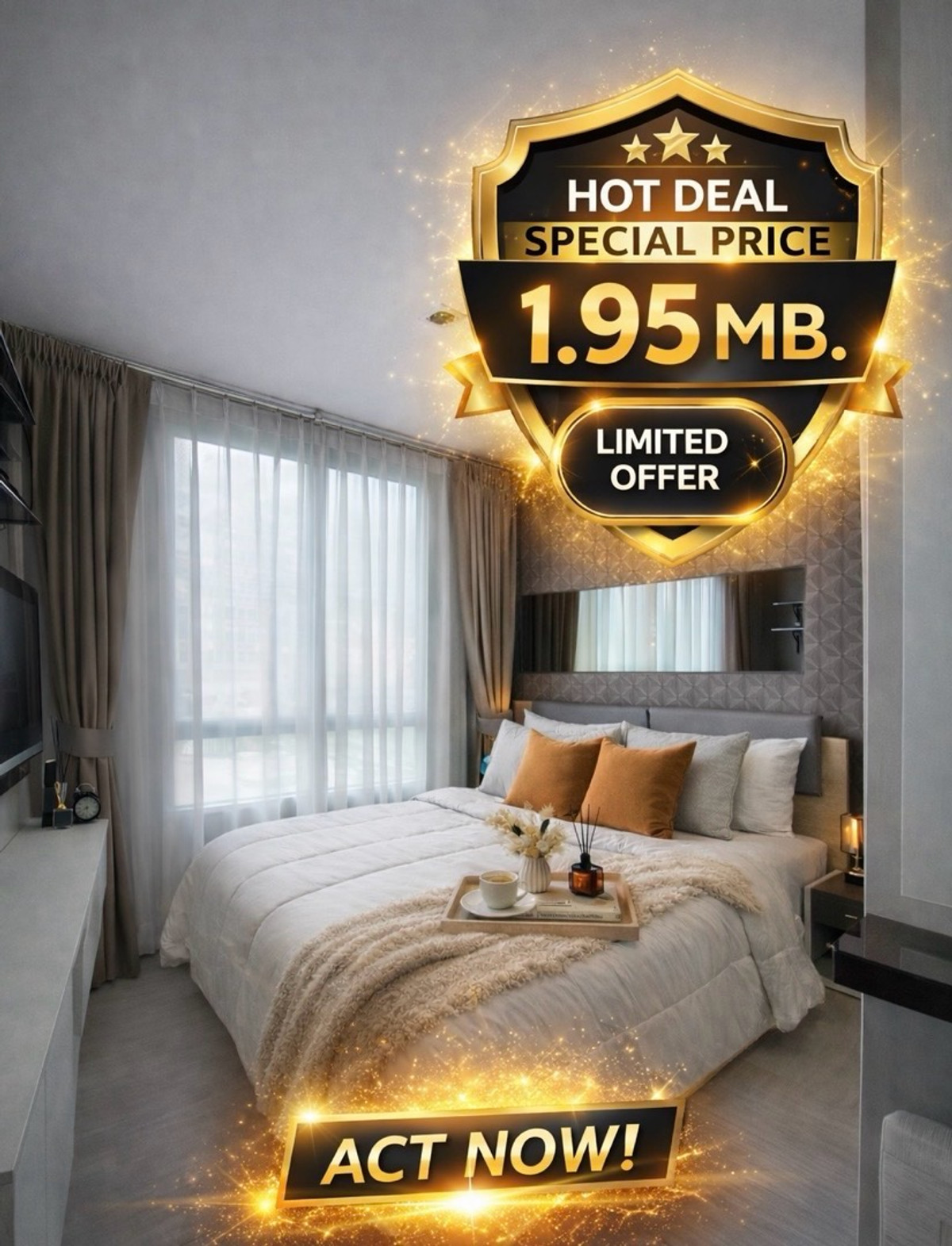 For SaleCondoLadprao, Central Ladprao : **Reduced price** The Tree Lat Phrao 15, front corner room, 2-way view