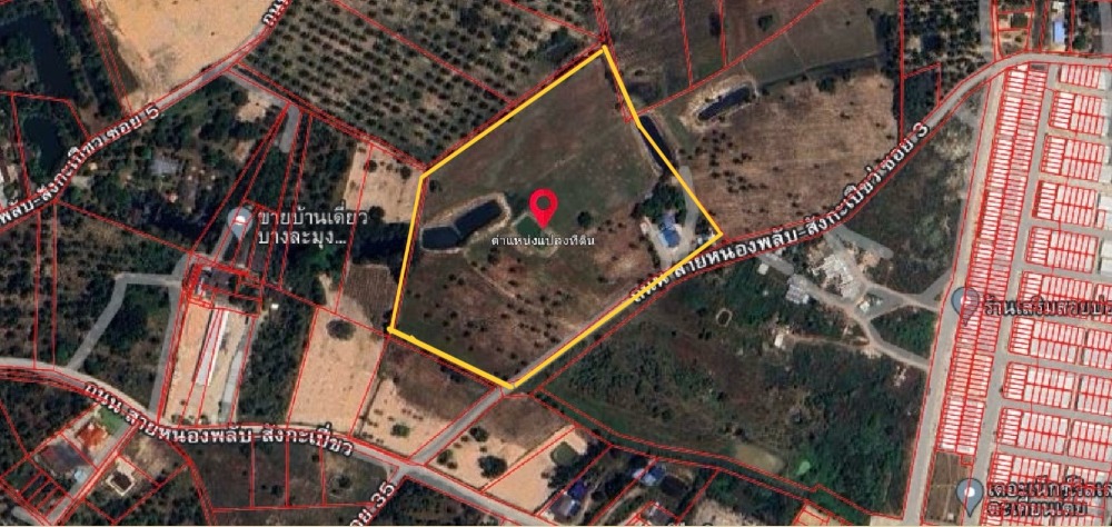 For SaleLandPattaya, Bangsaen, Chonburi : Beautiful plot of land for sale, 26 rai, Takhian Tia, Bang Lamung, width next to Nong Phlap - Sangkapiao Road, approximately 220 meters.