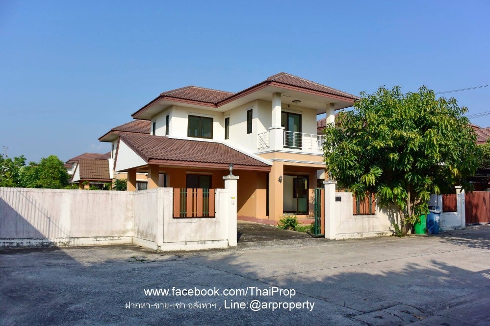 For RentHouseNonthaburi, Bang Yai, Bangbuathong : For rent, detached house, large corner house, Arisara 5, near Sarasas School, Bang Bua Thong.