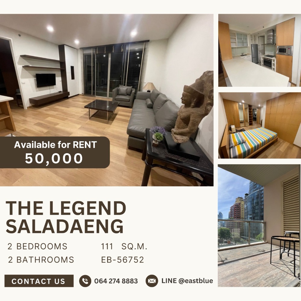 For RentCondoSilom, Saladaeng, Bangrak : The Legend Saladaeng 2 Beds 2 Bath 50k per month 064-274-8883