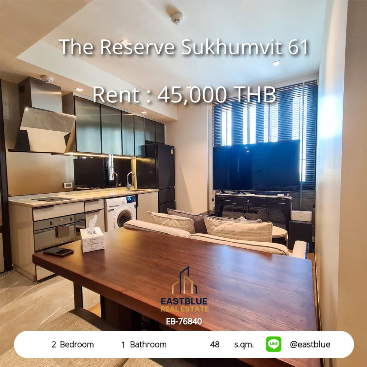 For RentCondoSukhumvit, Asoke, Thonglor : The Reserve Sukhumvit 61 2 Beds for rent