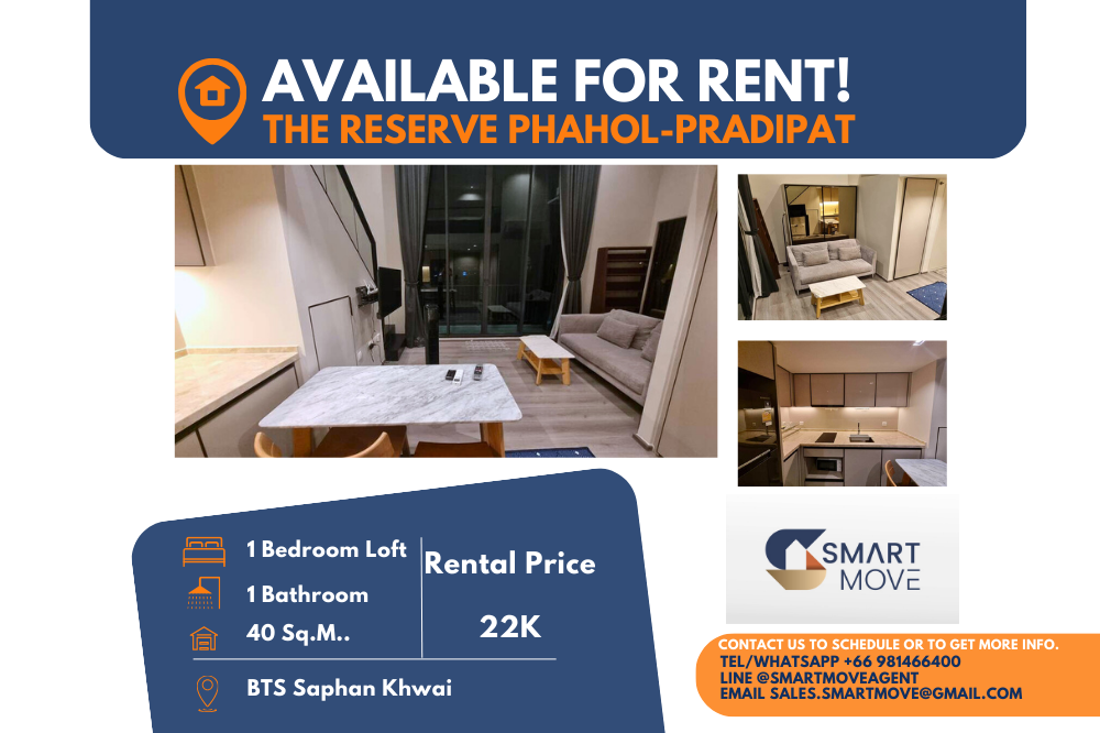 For RentCondoSapankwai,Jatujak : Code C20240600042..........The Reserve Phahol - Pradipat for rent, 1 bedroom, 1 bathroom, high floor, furnished, ready to move in