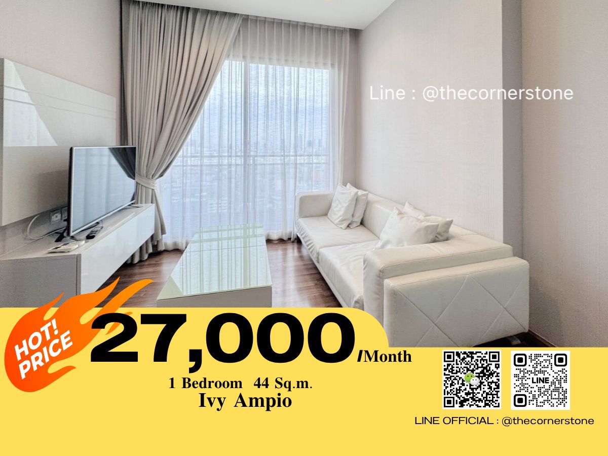 For RentCondoRatchadapisek, Huaikwang, Suttisan : ✨ IVY Ampio ✨ Fully furnished with complete electrical appliances Ready to move in: September 1, 2025 Convenient location near MRT Cultural Centre No.251130