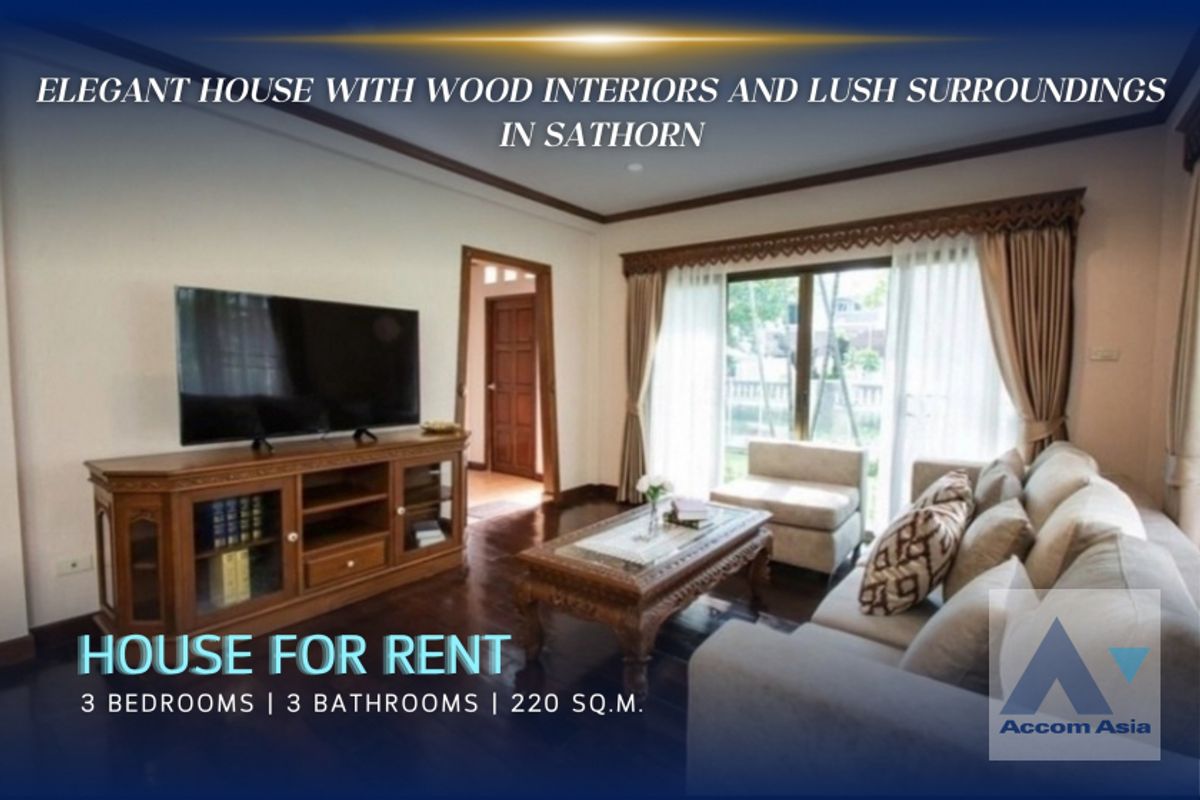 For RentHouseSathorn, Narathiwat : 🔼AccomA🔽 3 BR-Oriental Style House in Compound with Pool (AA44299)