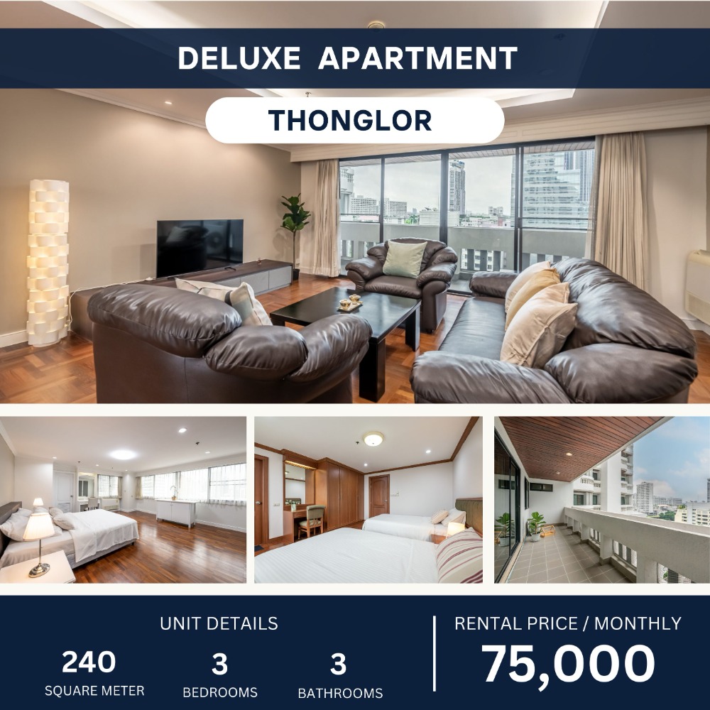 For RentCondoSukhumvit, Asoke, Thonglor : Luxury Apertment in Thonglor 3 Beds 240 sqm Near BTS Thonglor