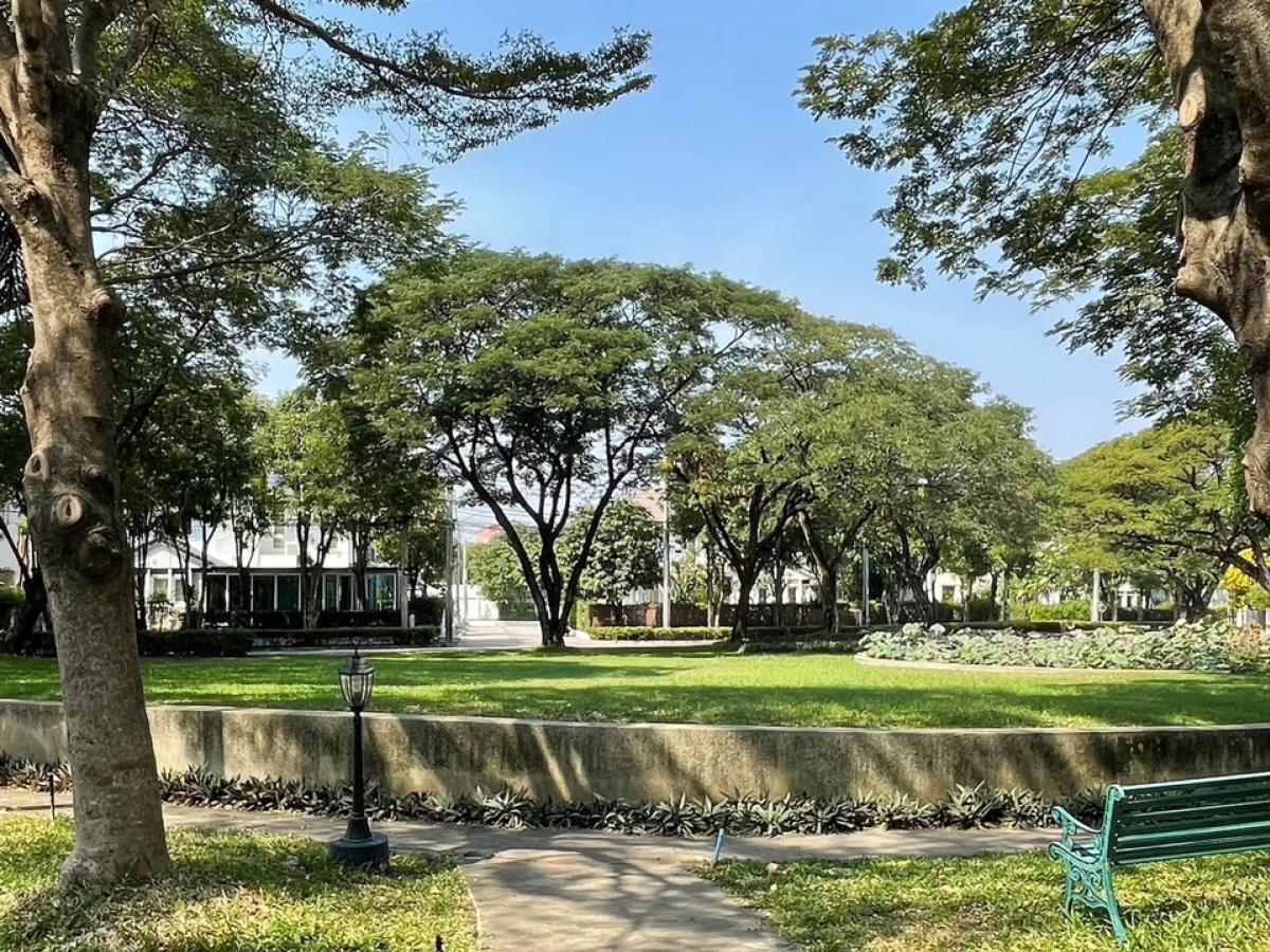 For SaleHouseBangna, Bearing, Lasalle : For Sale 15.5 M Selling a single house, size 102 sq m. #Usable area 236 sq m. Selling for 15.5 million Selling a house, Mantana Bangna KM13, Mantana Bangna KM13 Corner house #Public park view