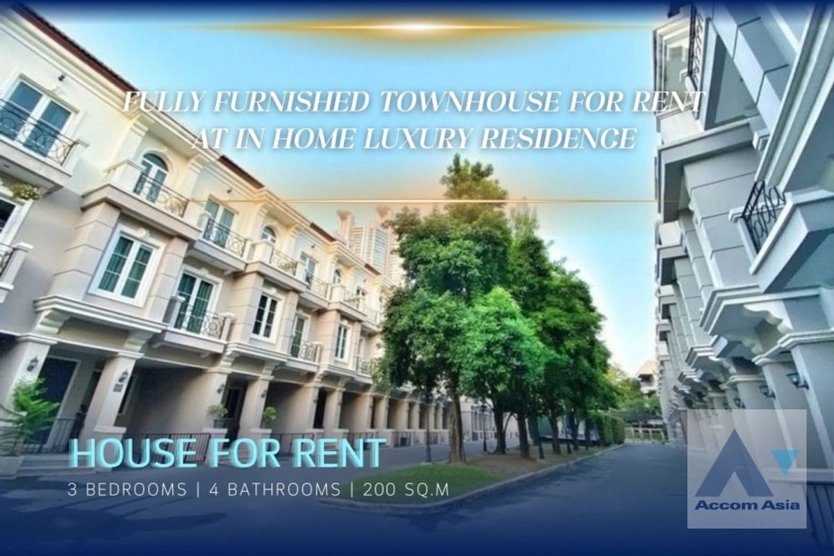 ให้เช่าทาวน์โฮมสุขุมวิท อโศก ทองหล่อ : 🔼AccomA🔽 Pet friendly 3 Beds Townhouse for Rent in Sukhumvit, BTS Asok - MRT Sukhumvit at In Home Luxury Residence