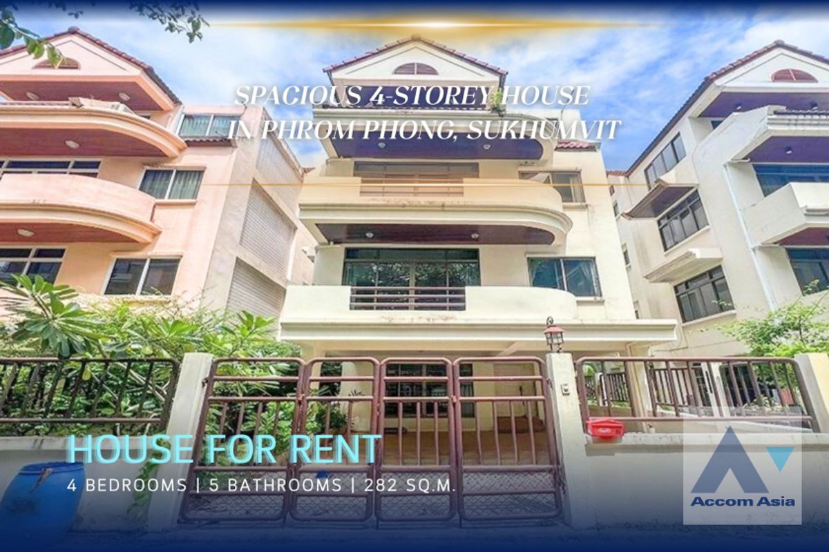 For RentHouseSukhumvit, Asoke, Thonglor : 🔼AccomA🔽  Home Office 3 Beds House for Rent in Sukhumvit, BTS Phrom Phong