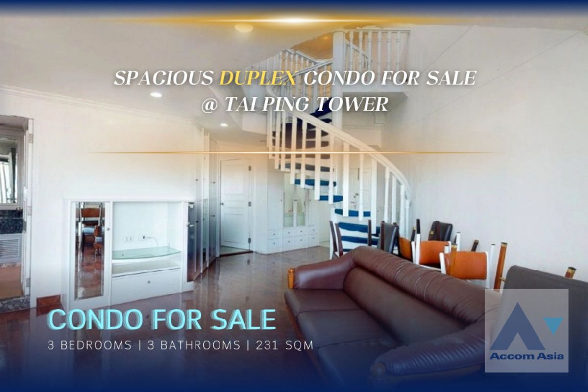 ให้เช่าคอนโดสุขุมวิท อโศก ทองหล่อ : 🔼AccomA🔽 Duplex Condo Spacious Duplex For Rent and Sale at Tai Ping Tower, near BTS Ekkamai (AA20783)