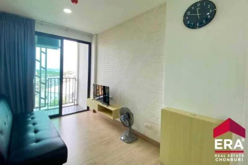 For RentCondoSriracha Laem Chabang Ban Bueng : For rent, D Park Condo, complete central area, convenient parking, corner room, 8th floor.