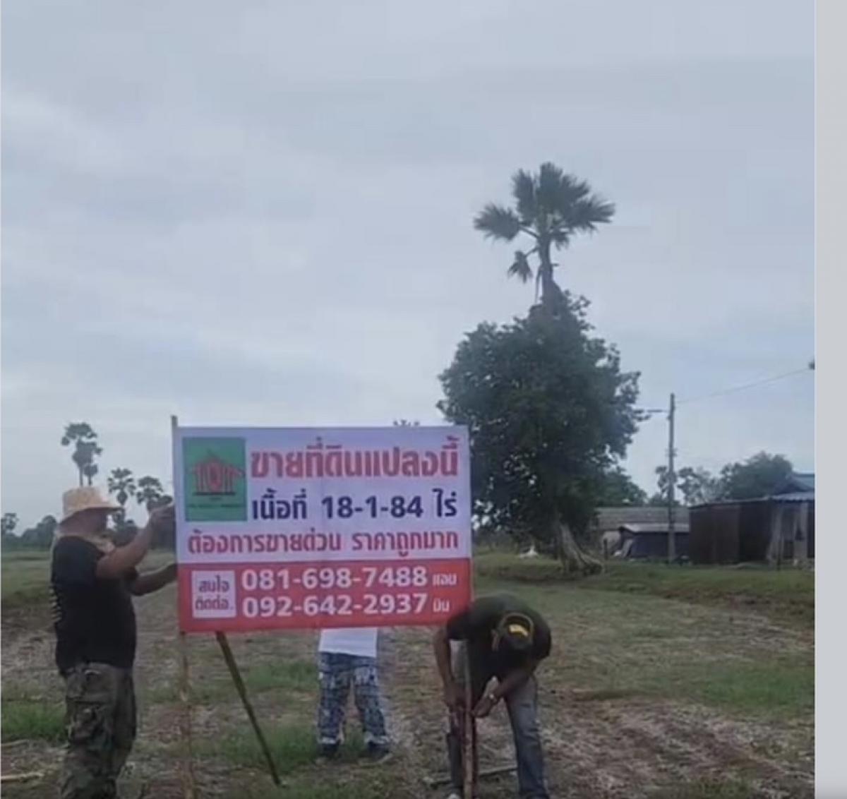 For SaleLandCha-am Phetchaburi : Vacant land is a rice field, Village No. 10, Chong Sakae Subdistrict, Mueang District, Phetchaburi, 18-1-84 rai, price 250,000 baht per rai.