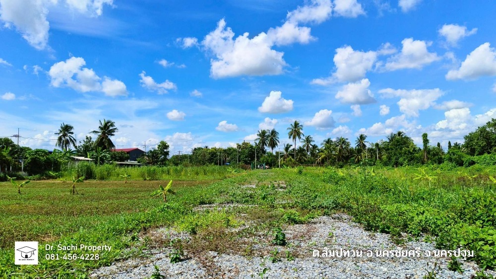 For SaleLandNakhon Pathom : Beautiful land for sale, next to the Tha Chin River, 12-0-65.3 rai, near Wat Klang Bang Kaew, Thana Market, Nakhon Chai Si, Nakhon Pathom Province