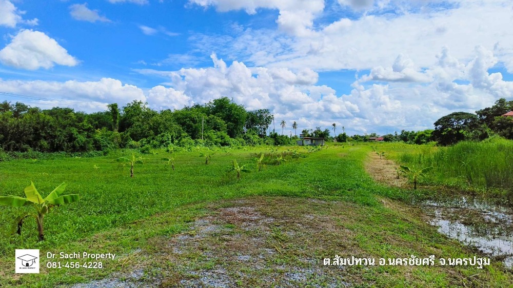 For SaleLandNakhon Pathom : Beautiful land for sale, next to the Tha Chin River, 12-0-65.3 rai, near Wat Klang Bang Kaew, Thana Market, Nakhon Chai Si, Nakhon Pathom Province