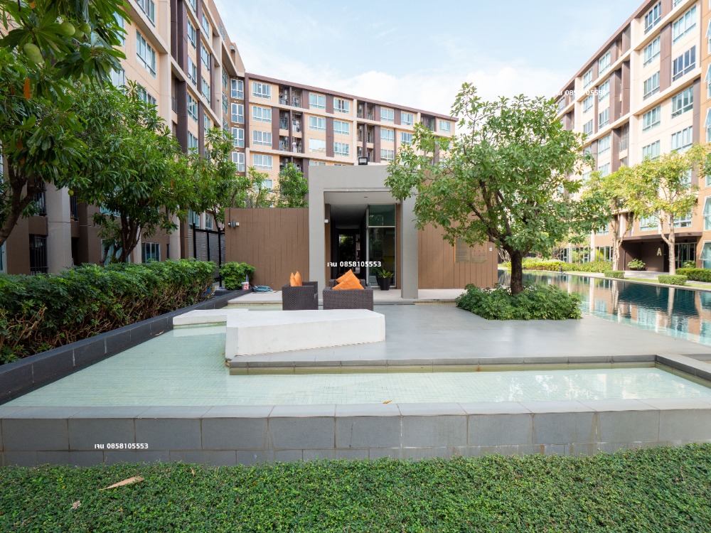 For RentCondoPathum Thani,Rangsit, Thammasat : Condo for rent, 30 sq m., Phase 1, Building D, 4th floor, good location, good view, swimming pool and beautiful garden view, east side, D-Condo Campus Resort Rangsit, near Thammasat University Rangsit, for rent, D-Condo Campus Resort Rangsit, room size 30